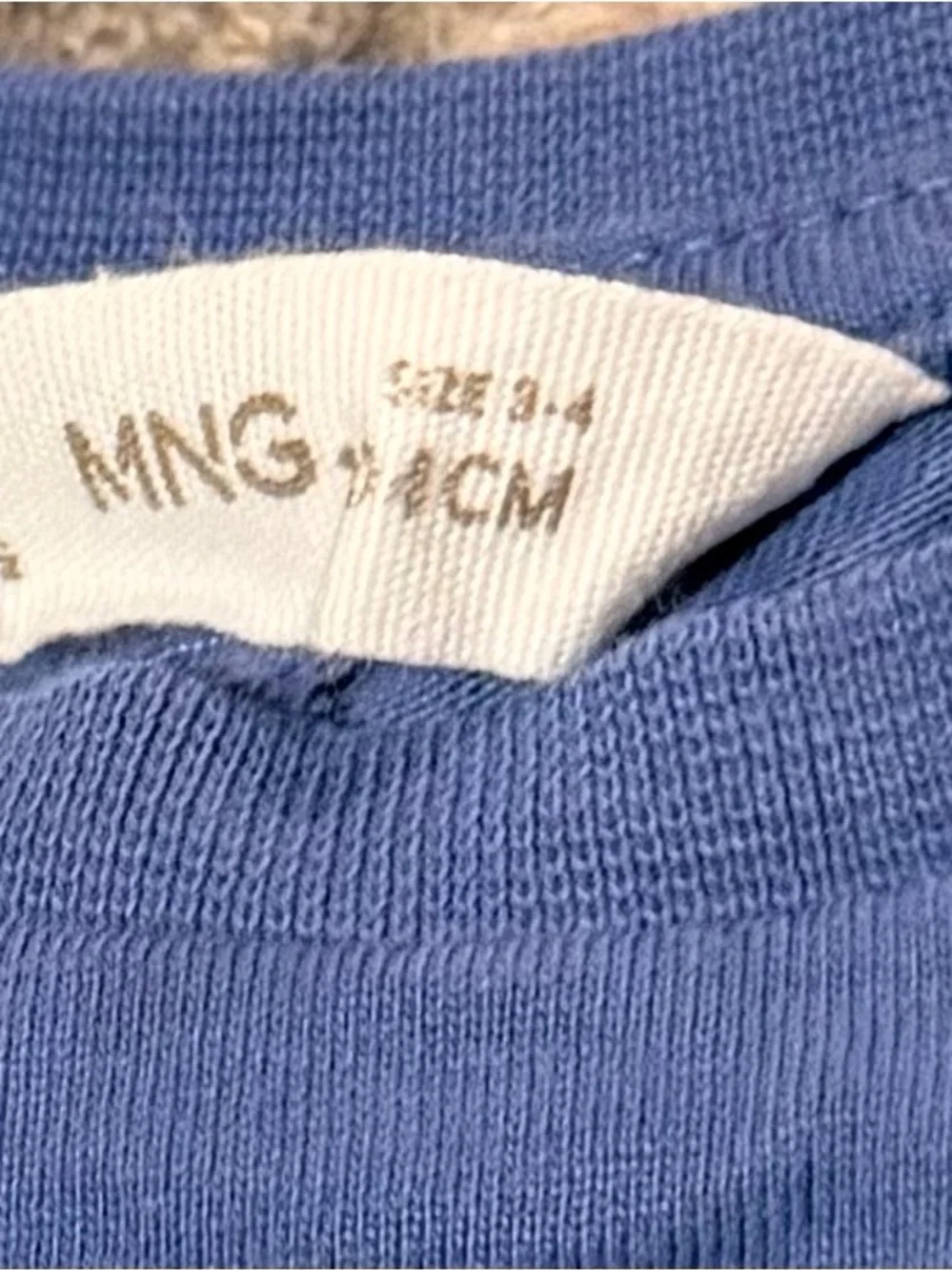 Mango Blue Short Sleeve Tee with Eyelet Hem 3-4 years old